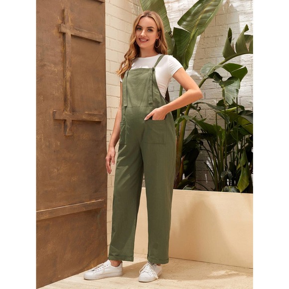 Maternity Dual Pocket Jumpsuit (Without Tee) khaki tan - Picture 8 of 8